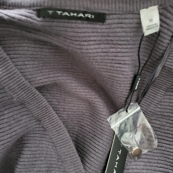 NWT T Tahari Dolman Sleeve Gray Cardigan Sweater - Picture 4 of 5